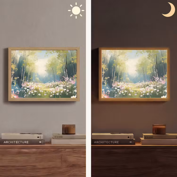 Bos - Schilderstijl - Kleurrijk Light Box met batterij (Wandlamp) middel -sfeer3