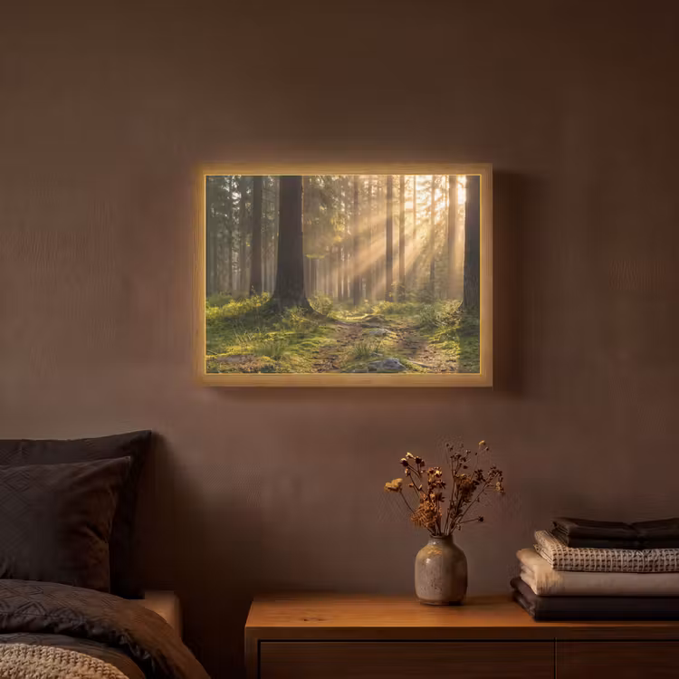 Bos - Zonlicht - Gras Light Box met batterij (Wandlamp) middel -sfeer4