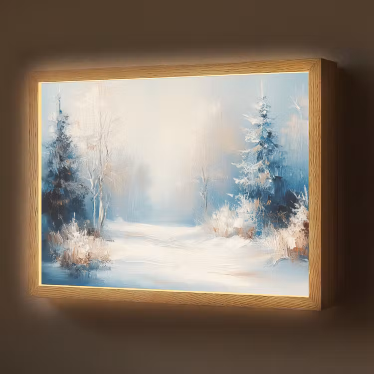 Bos - Winter - Natuur - Abstract - Sneeuw Light Box met batterij (Wandlamp) middel -z3d_website