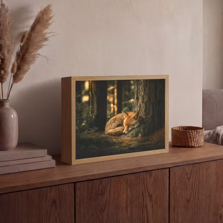 Vos - Bos - Slapen Light Box met batterij (Wandlamp) middel -sfeer2