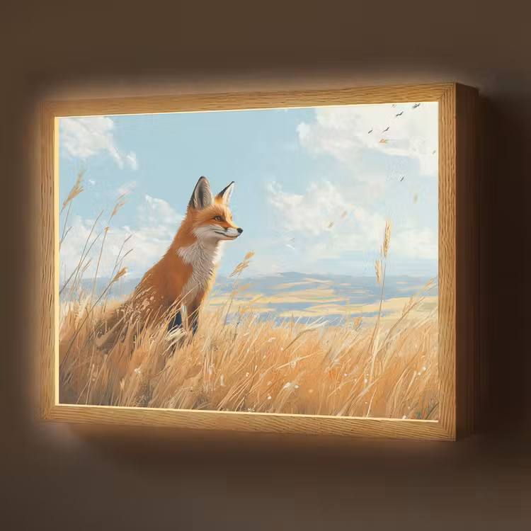 Vos - Gras - Wolken - Oranje Light Box met batterij (Wandlamp) middel -z3d_website