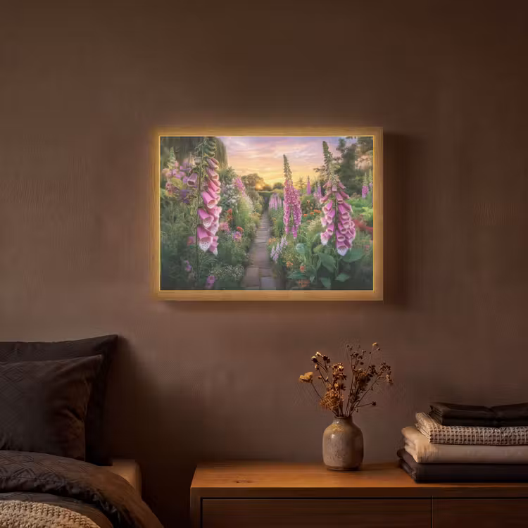 Vingerhoedskruid - Bloemen - Tuin Light Box met batterij (Wandlamp) middel -sfeer4