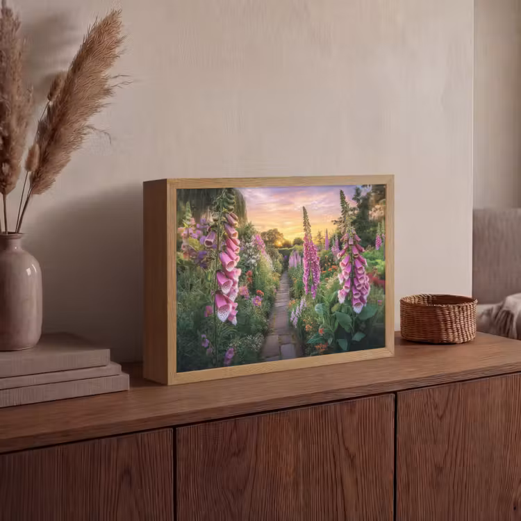 Vingerhoedskruid - Bloemen - Tuin Light Box met batterij (Wandlamp) middel -sfeer2