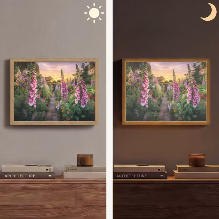 Vingerhoedskruid - Bloemen - Tuin Light Box met batterij (Wandlamp) middel -sfeer3