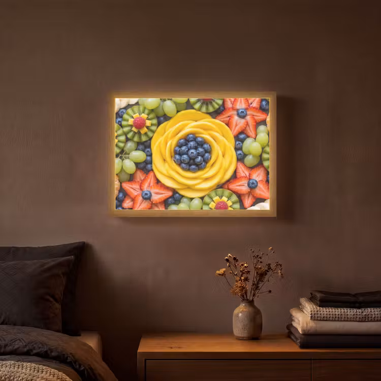 Fruit - Arrangement - Gezond - Kleurrijk - Eten Light Box met batterij (Wandlamp) middel -sfeer4