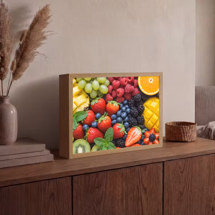 Fruit - Vers - Kleurrijk - Eten Light Box met batterij (Wandlamp) middel -sfeer2