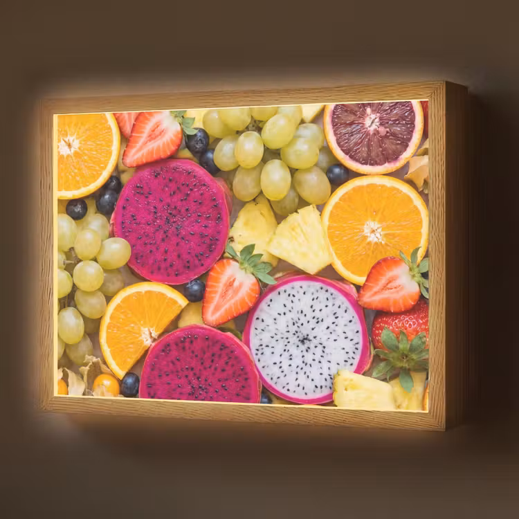 Fruit - Assortiment - Kleurrijk - Gezondheid Light Box met batterij (Wandlamp) middel -z3d_website
