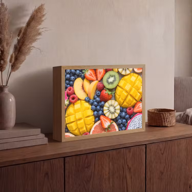 Fruit - Versneden - Kleurrijk - Eten - Gezond Light Box met batterij (Wandlamp) middel -sfeer2