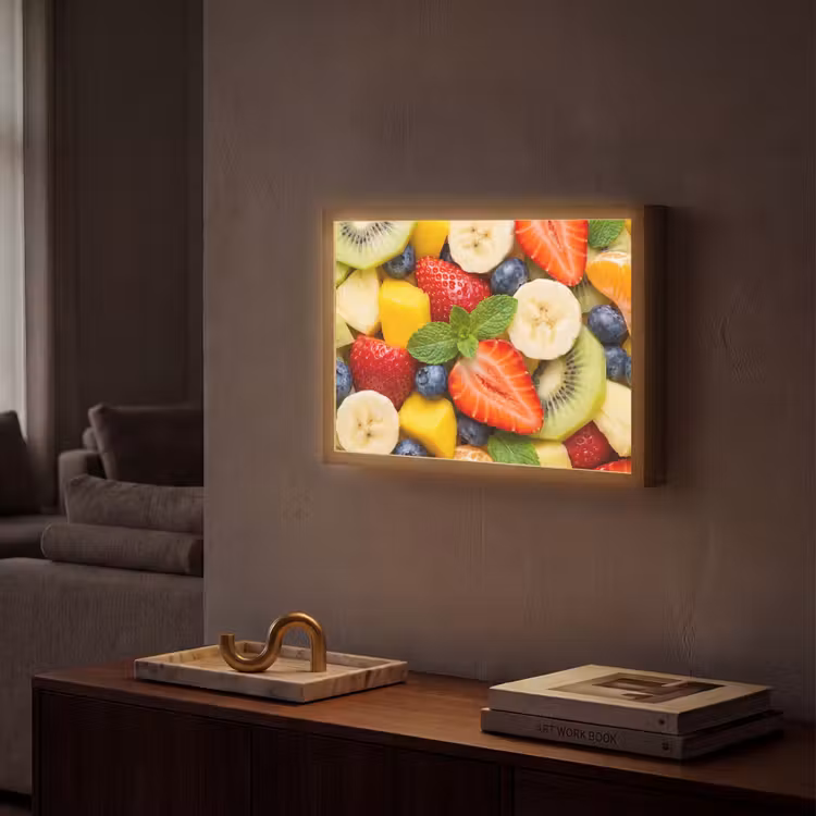Fruit - Plakjes - Eten - Kleurrijk Light Box met batterij (Wandlamp) middel -sfeer1