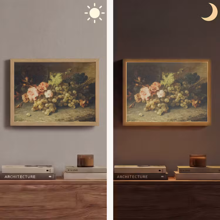 Fruit - Stilleven met druiven - Oude meesters Light Box met batterij (Wandlamp) middel -sfeer3