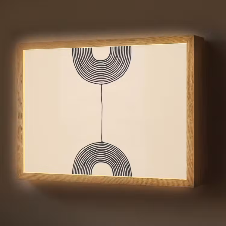Geometrische bogen - Minimalistisch - Symmetrisch Light Box met batterij (Wandlamp) middel -z3d_website