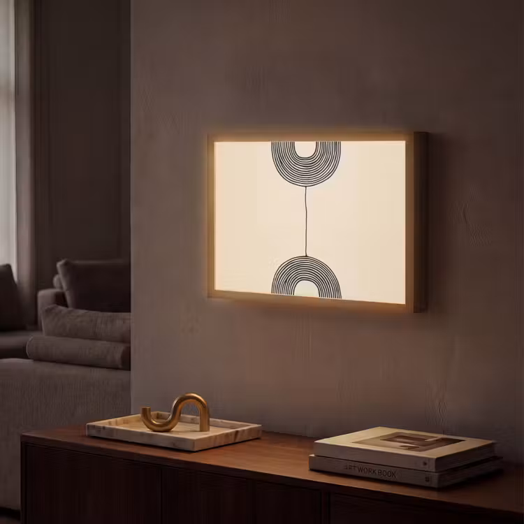 Geometrische bogen - Minimalistisch - Symmetrisch Light Box met batterij (Wandlamp) middel -sfeer1