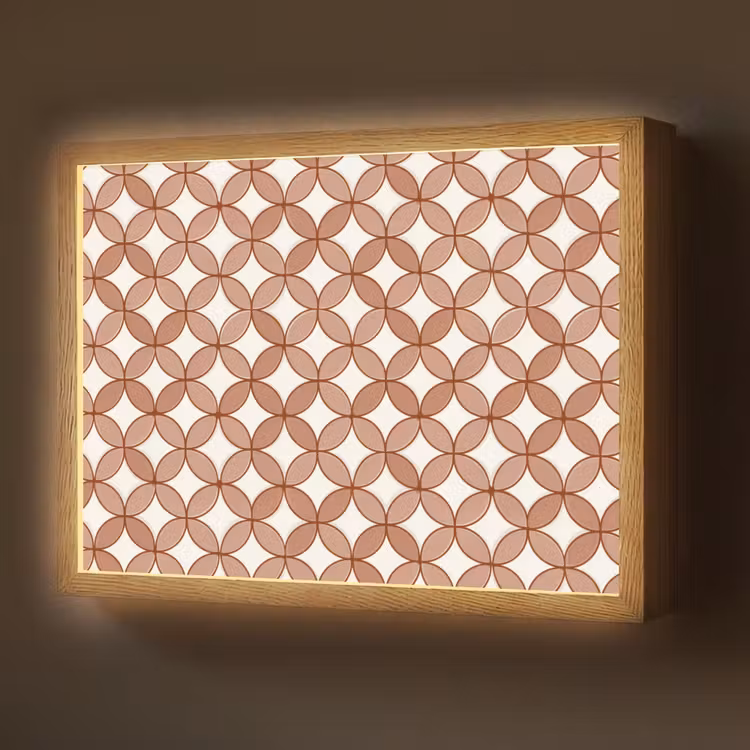 Geometrisch - Cirkels - Modern - Terracotta Light Box met batterij (Wandlamp) middel 907 -z3d_website