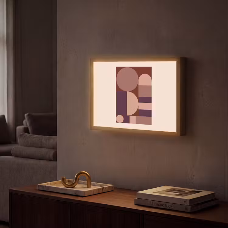 Geometrisch - Cirkels - Rood Light Box met batterij (Wandlamp) middel -sfeer1