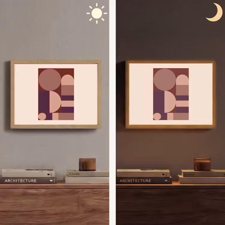 Geometrisch - Cirkels - Rood Light Box met batterij (Wandlamp) middel -sfeer3