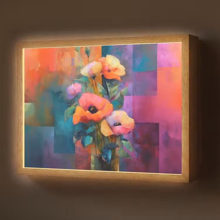 Geometrische kleurvlaken - Modern - Fantasiebloemen Light Box met batterij (Wandlamp) middel -z3d_website