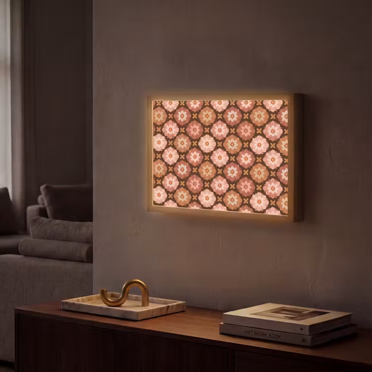 Geometrisch - Bloemen - Kleurrijk Light Box met batterij (Wandlamp) middel 907 -sfeer1
