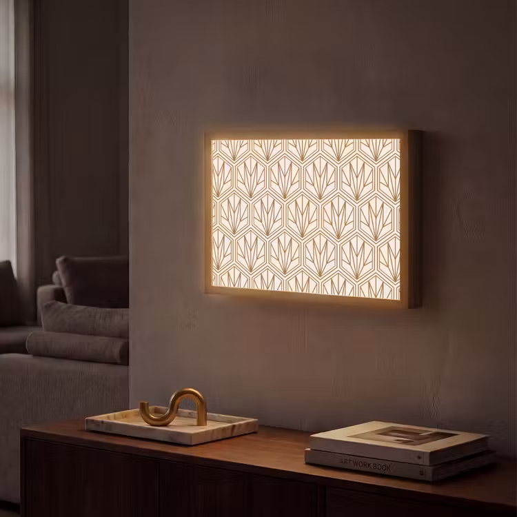 Geometrisch - Patroon - Beige Light Box met batterij (Wandlamp) middel 907 -sfeer1