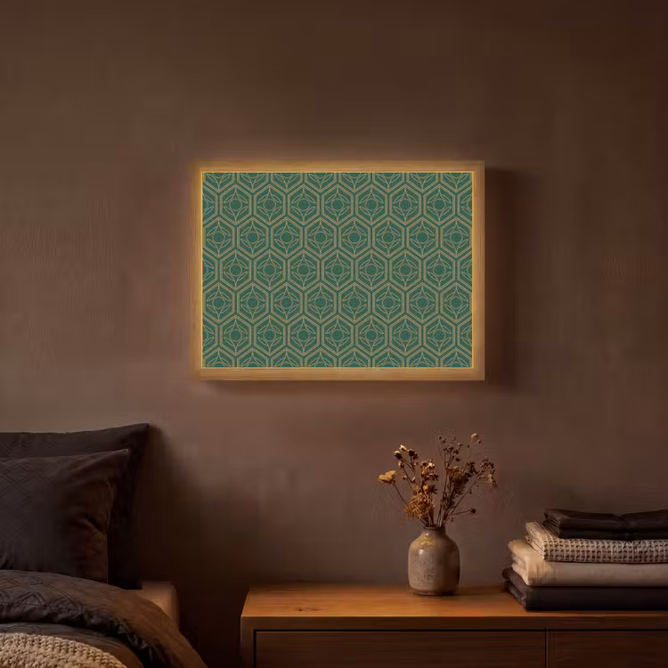Geometrisch - Patroon - Groen Light Box met batterij (Wandlamp) middel 907 -sfeer4
