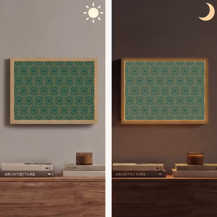 Geometrisch - Patroon - Groen Light Box met batterij (Wandlamp) middel 907 -sfeer3