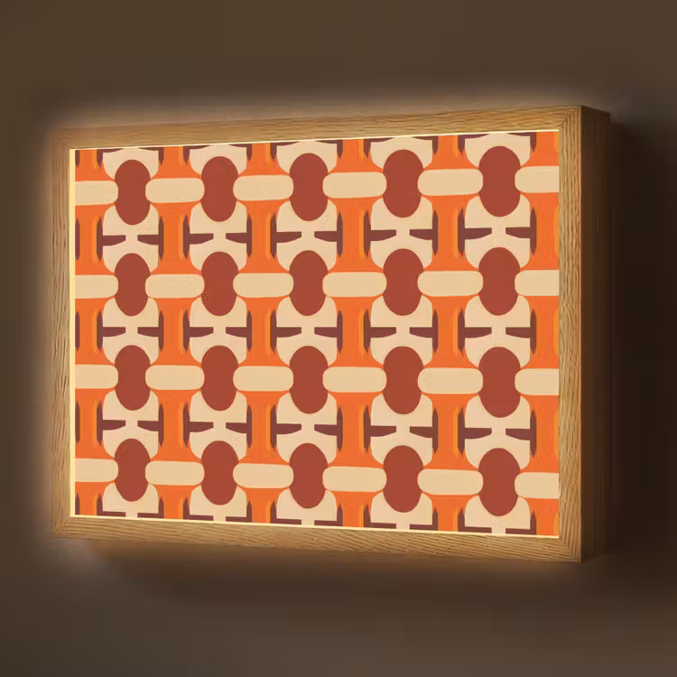 Geometrisch - Retro - Oranje Light Box met batterij (Wandlamp) middel 907 -z3d_website