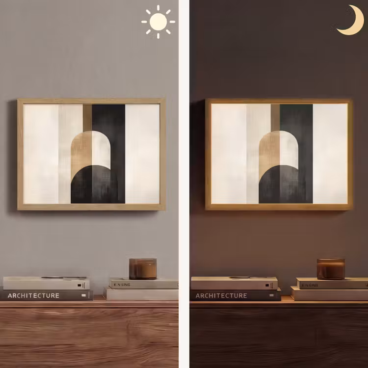 Geometrische - Vormen - Wit Light Box met batterij (Wandlamp) middel -sfeer3
