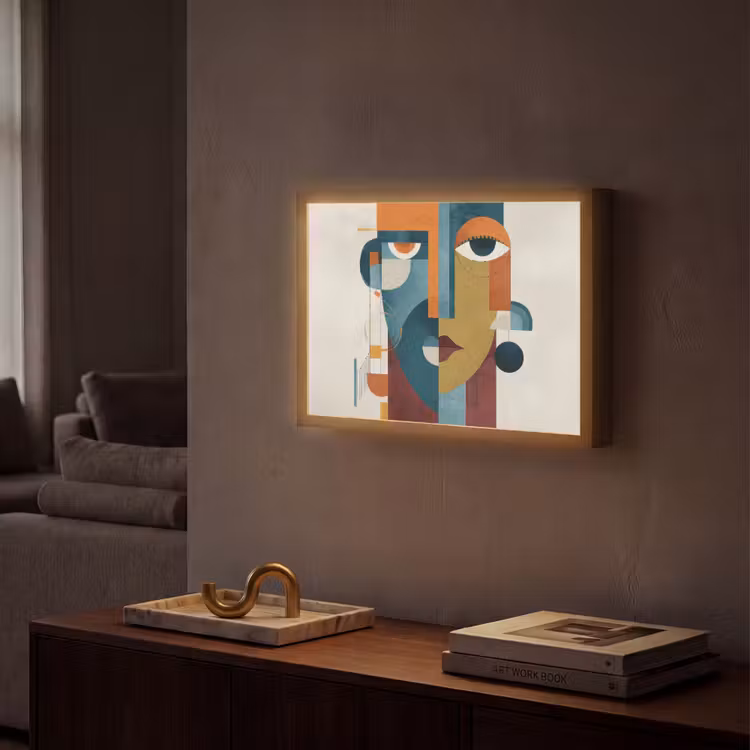 Geometrisch - Strakke vormen - Kleurrijk Light Box met batterij (Wandlamp) middel -sfeer1