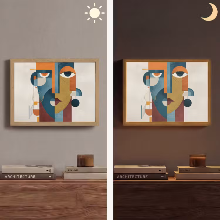 Geometrisch - Strakke vormen - Kleurrijk Light Box met batterij (Wandlamp) middel -sfeer3