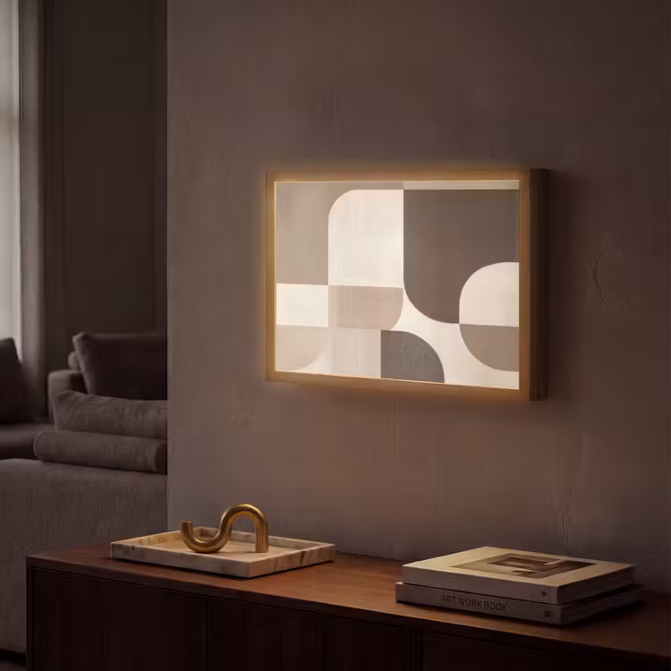 Geometrisch - Geweven structuur - Modern Light Box met batterij (Wandlamp) middel -sfeer1