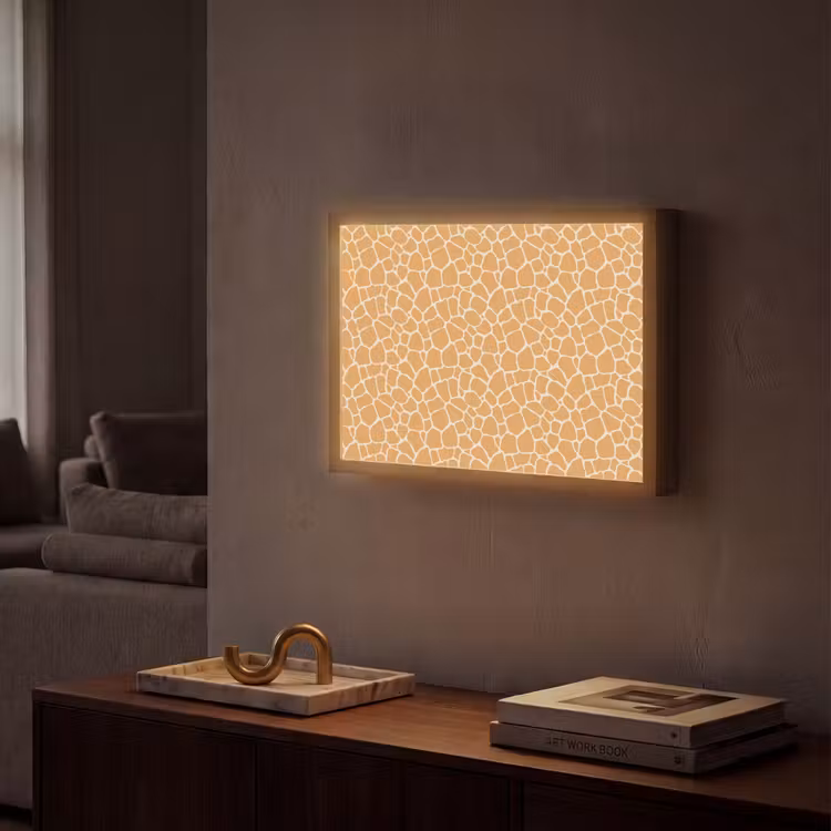 Giraf - Oranje - Patroon Light Box met batterij (Wandlamp) middel 907 -sfeer1
