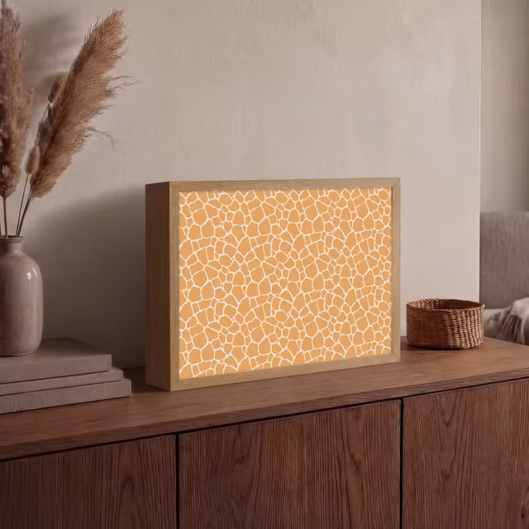 Giraf - Oranje - Patroon Light Box met batterij (Wandlamp) middel 907 -sfeer2
