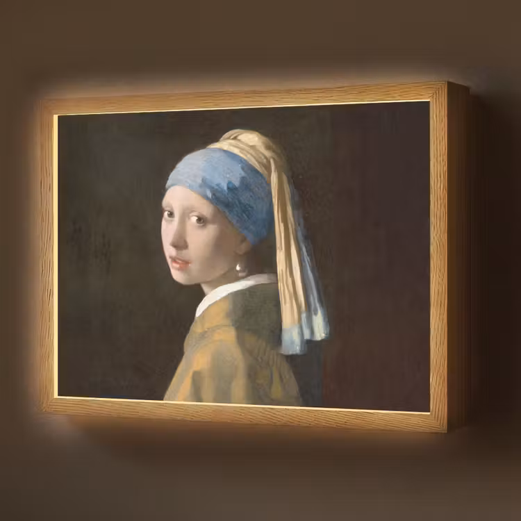 Meisje met de parel - Schilderij - Oude meesters - Vermeer Light Box met batterij (Wandlamp) middel -z3d_website
