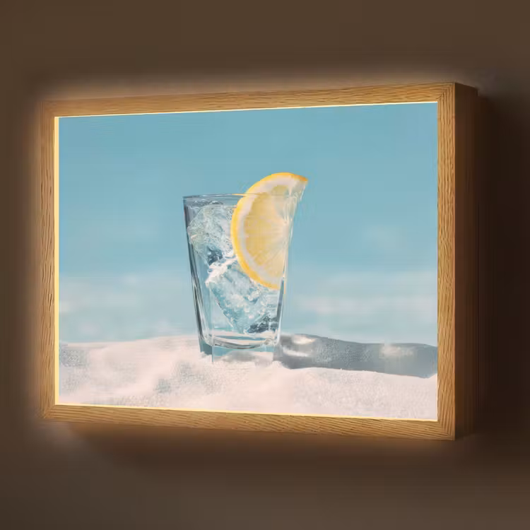 Glas - ijsblokjes - Citroen Light Box met batterij (Wandlamp) middel -z3d_website