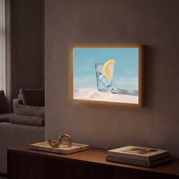 Glas - ijsblokjes - Citroen Light Box met batterij (Wandlamp) middel -sfeer1
