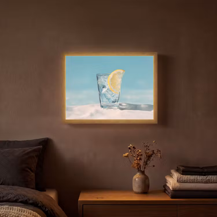Glas - ijsblokjes - Citroen Light Box met batterij (Wandlamp) middel -sfeer4