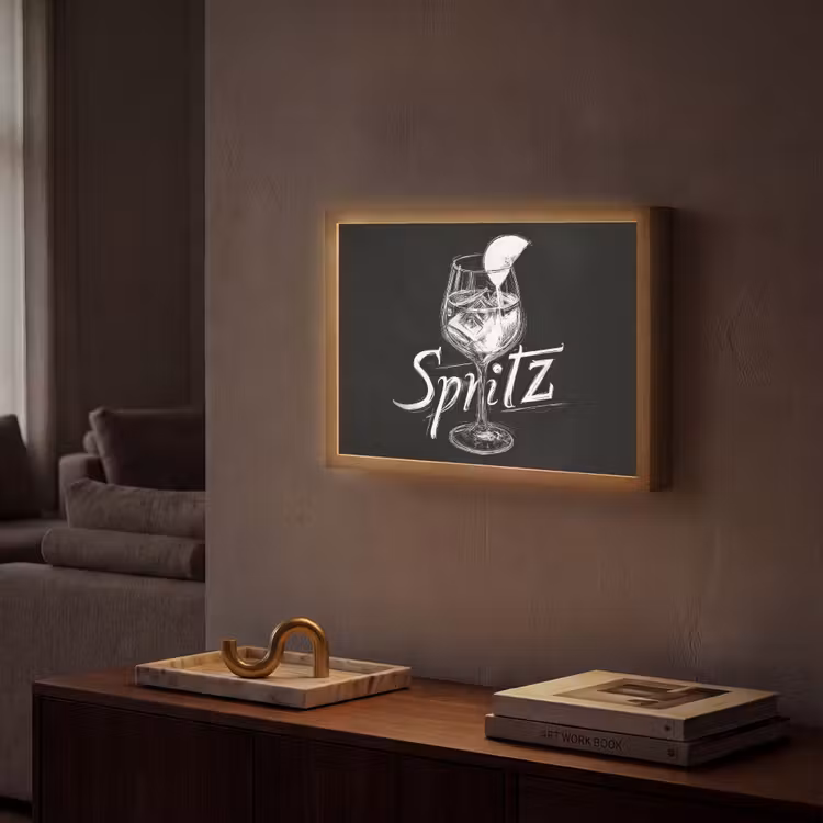 Glas spritz - Krijtletters - Ijsblokjes - Citroen Light Box met batterij (Wandlamp) middel -sfeer1