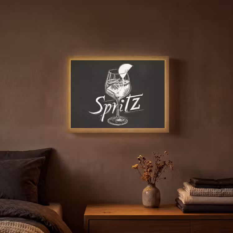 Glas spritz - Krijtletters - Ijsblokjes - Citroen Light Box met batterij (Wandlamp) middel -sfeer4