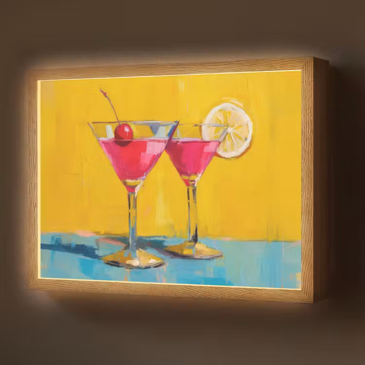Glazen - Cocktail - Citroen - Kers Light Box met batterij (Wandlamp) middel -z3d_website
