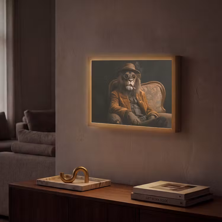 Bril - Leeuw - Bank - Hoed Light Box met batterij (Wandlamp) middel -sfeer1