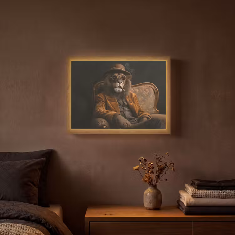 Bril - Leeuw - Bank - Hoed Light Box met batterij (Wandlamp) middel -sfeer4