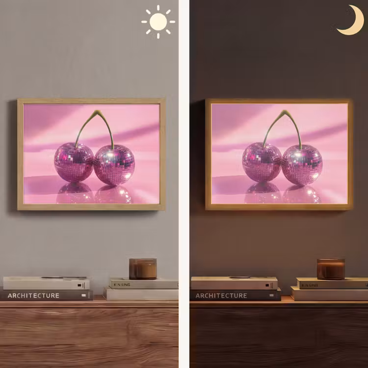 Glitter - Discobol - Roze - Kersen Light Box met batterij (Wandlamp) middel -sfeer3