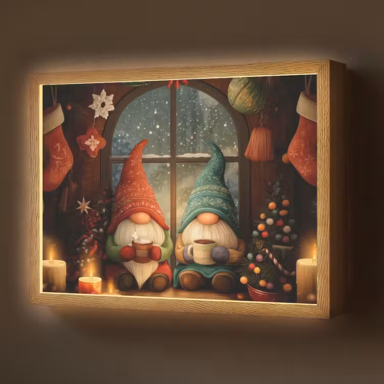 Gnooms - Kerst - Raam - Kleurrijk Light Box met batterij (Wandlamp) middel -z3d_website