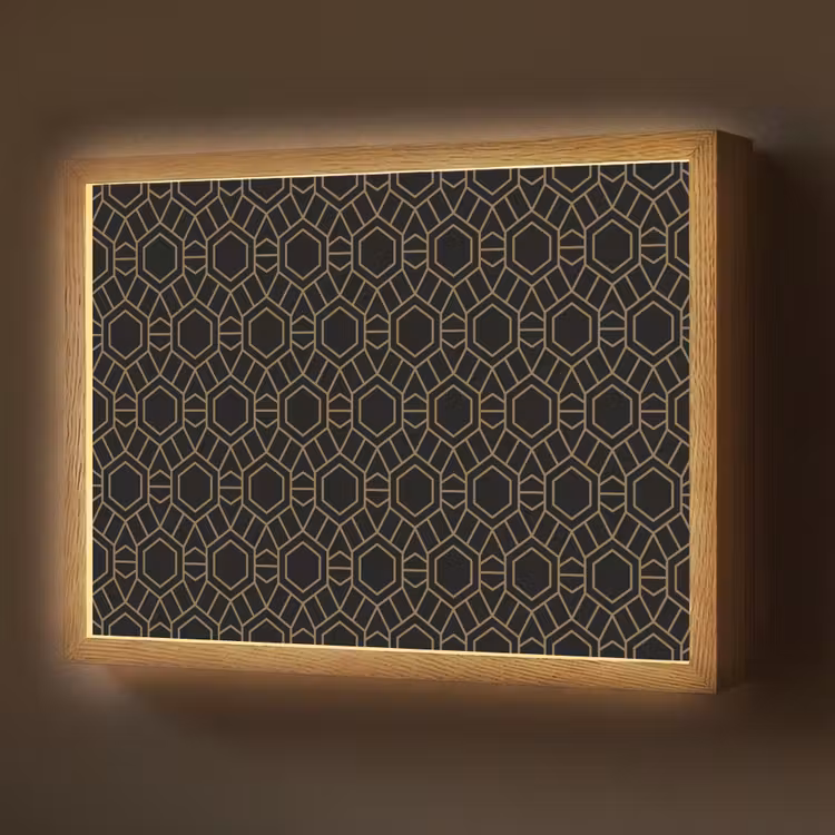 Goud - Zwart - Rozetstructuur Light Box met batterij (Wandlamp) middel 907 -z3d_website