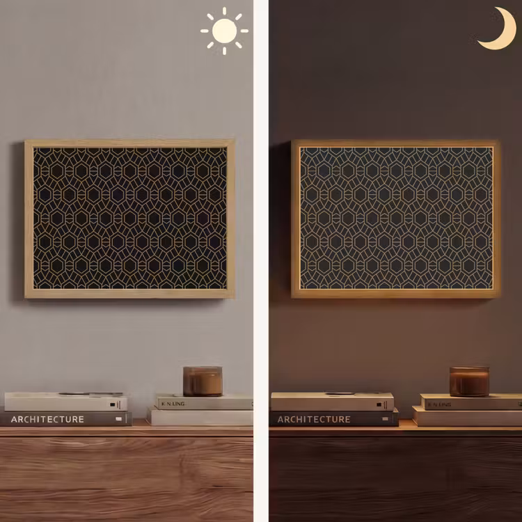 Goud - Zwart - Rozetstructuur Light Box met batterij (Wandlamp) middel 907 -sfeer3