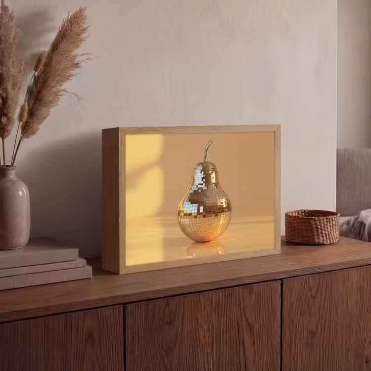 Goud - Disco - Glitter - Peer Light Box met batterij (Wandlamp) middel -sfeer2