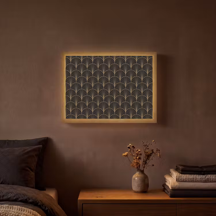 Gouden - Waaiers - Zwart Light Box met batterij (Wandlamp) middel 907 -sfeer4