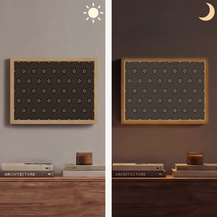 Goud - Illusie - Patroon Light Box met batterij (Wandlamp) middel 907 -sfeer3