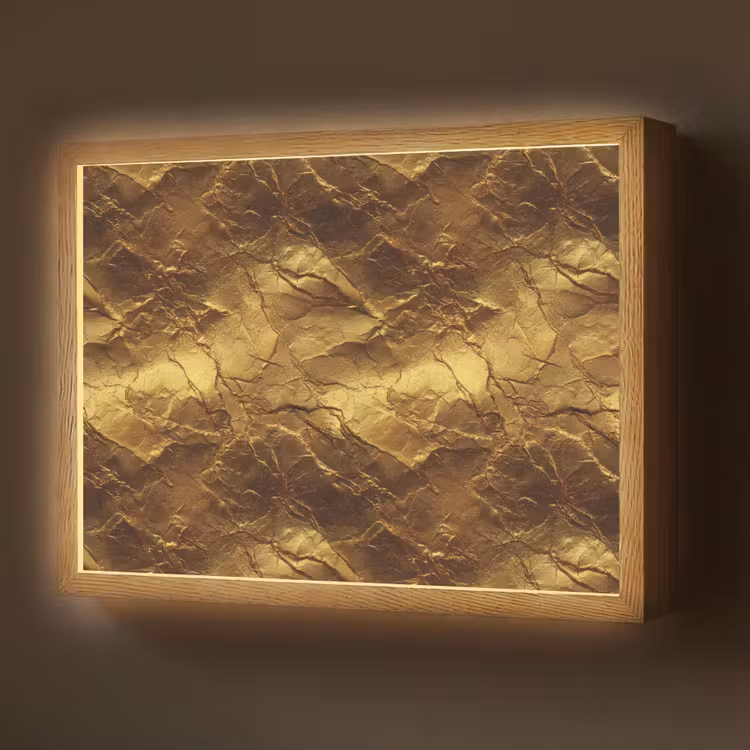 Bladgoud - Textuur - Goud Light Box met batterij (Wandlamp) middel 907 -z3d_website