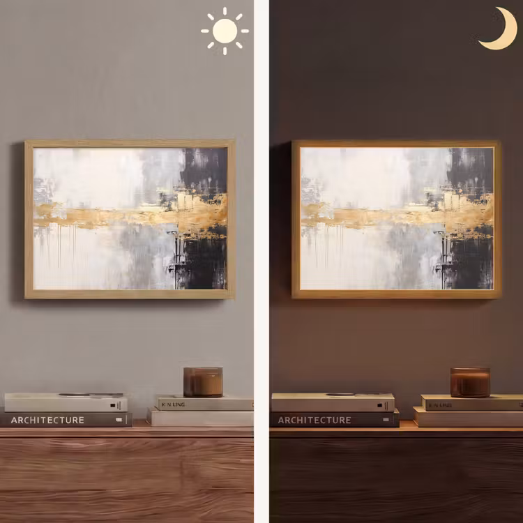 Goud - Luxe - Acryl - Kunst Light Box met batterij (Wandlamp) middel -sfeer3