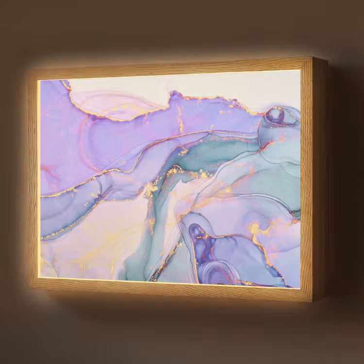 Goud - Marmer - Paars Light Box met batterij (Wandlamp) middel -z3d_website